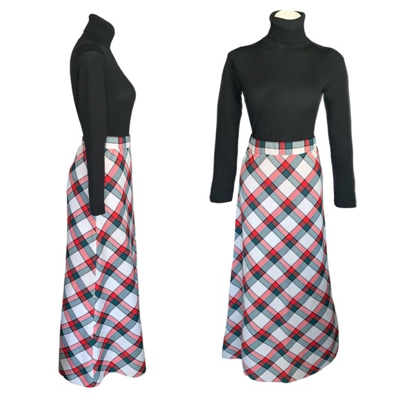 v i n t a g e :: Mod Preppy Plaid Thick Maxi Skirt Classy Tartan - Picture 2 of 13
